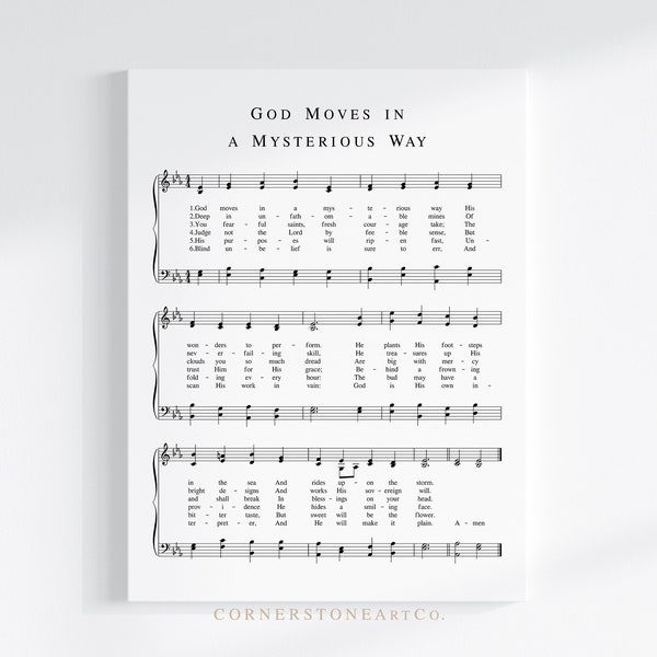 God Moves in a Mysterious Way / Hymn Print / Hymn Wall Art / Christian Home Decor / Hymn Poster / Christian Wall Art / Christian Gift