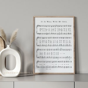 It Is Well With My Soul Hymn Print, Hymn Sheet Music, Hymn Wall Art, Christian Home Decor, Hymn Poster, Christian Wall Art, Christian Gift