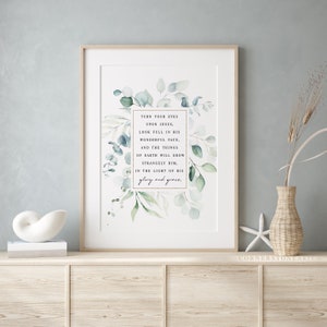 Turn Your Eyes Upon Jesus / Christian Wall Art / Botanical Print / Printable Hymn Lyric Art / Christian Home Decor / Christian Gift