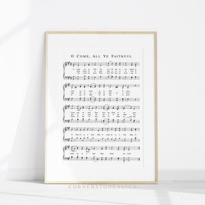 O Come, All Ye Faithful / Hymn Print / Hymn Wall Art / Christmas Wall ...