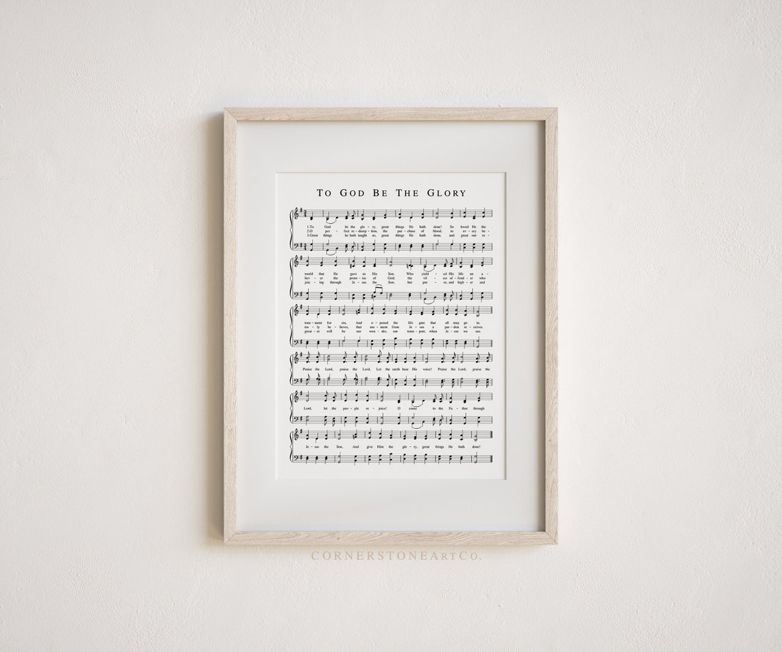 To God Be the Glory / Hymn Print / Hymn Wall Art / Hymn Sheet - Etsy