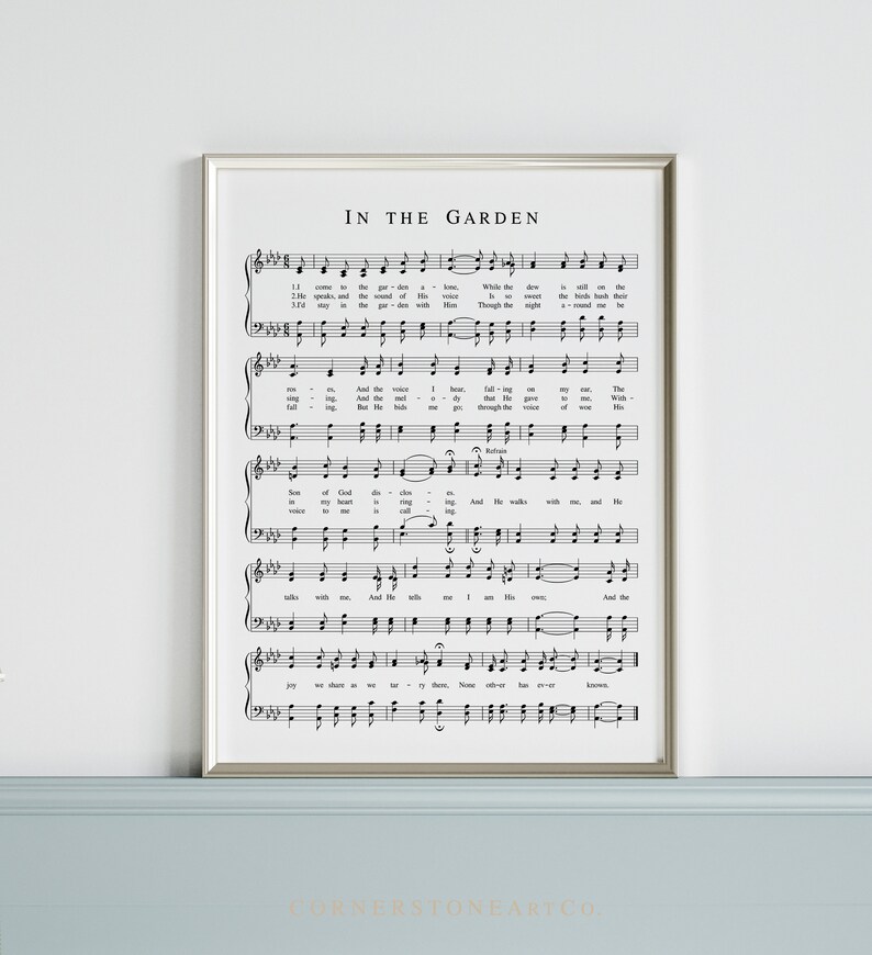 In the Garden Hymn Print / Hymn Wall Art / Hymn Sheet Music / | Etsy