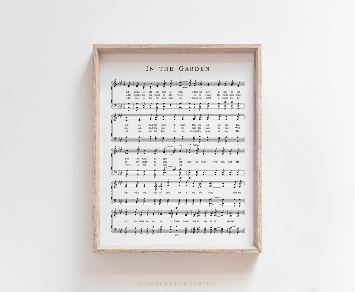 In the Garden Hymn Print / Hymn Wall Art / Hymn Sheet Music / | Etsy