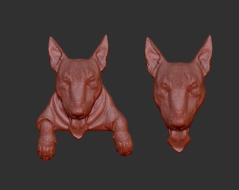 Bull Terrier 3d stl model relief element, CNC Router Engraver, CNC files