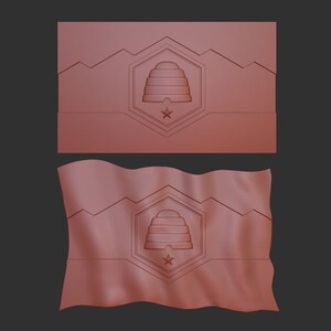 Utah flag stl 3d model relief element, CNC files
