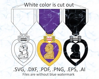 Purple Heart svg vector files, dxf, pdf, ai, eps, png, Purple Heart Medal / Badge files