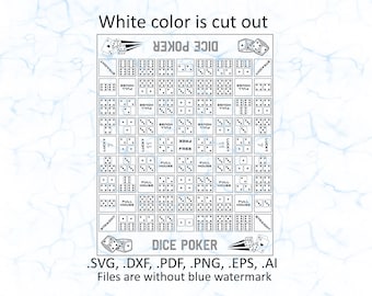 Dice Poker board game svg vector, pdf, dxf, ai, eps, png files
