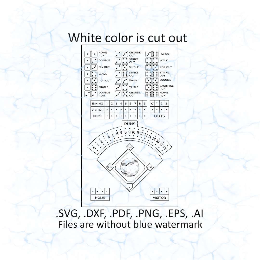 Baseball Dice Board Game Svg Vector, Pdf, Dxf, Ai, Eps, Png Files Etsy