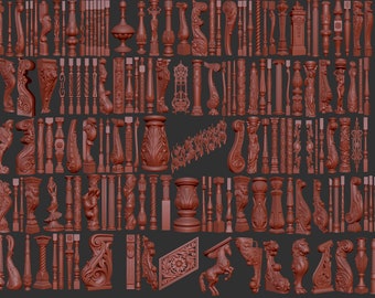 Balusters Banisters Pillars Fencing 3d stl models set, CNC Router Engraver, Artcam, Aspire, CNC files