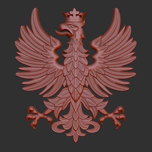 Polen Wappen 3d stl Reliefmodell, CNC Fräser Engraver, CNC Dateien, polnischer Adler stl