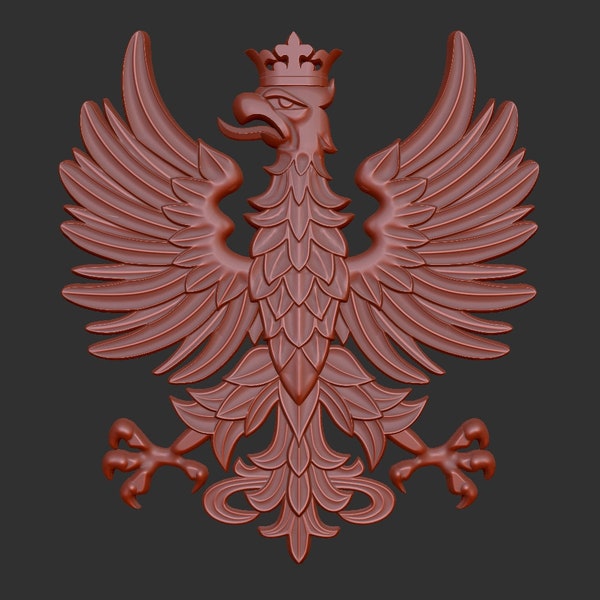 Poland Coat of Arms 3d stl relief model, CNC Router Engraver, CNC files, Polish eagle stl