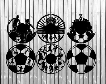Soccer American Football clock face template laser cut dxf, cdr files