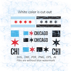 Chicago flag and logo svg vector files, dxf, pdf, ai, eps, png