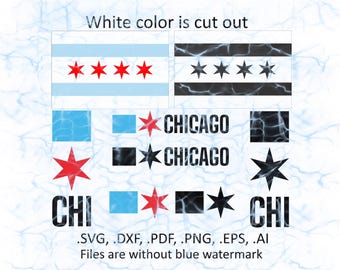 Chicago Flag Word Art Vector Graphic (Digital Download)