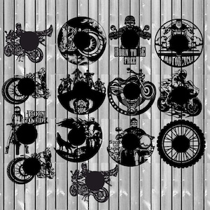 Motorcycle Sport bike Biker clock face template laser cut dxf, cdr files