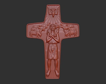 Papst Franziskus Brustkatholik Kreuz 3D Stl Reliefmodell, CNC Fräser Engraver, CNC Dateien