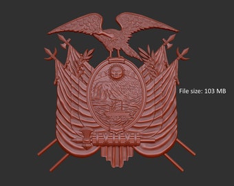 Ecuador emblem 3d .stl model relief, CNC files, Ecuador coat of arms