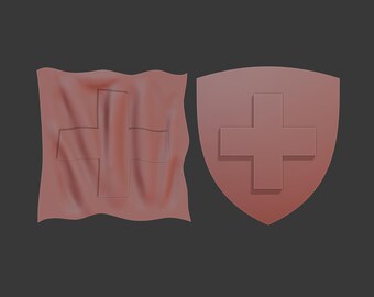 Switzerland flag, emblem (coat of arms) .stl 3d model relief elements, CNC files
