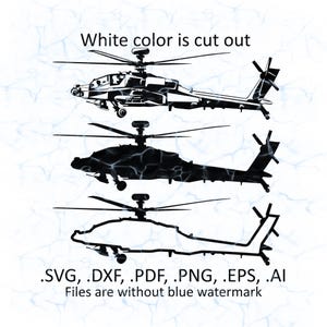 AH-64 Apache svg-vectorbestanden, dxf, pdf, ai, eps, png-bestanden