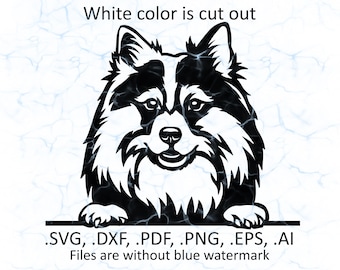 Isländsk fårhund svg-vektor, isländsk fårhunds logotyp med kikar, pdf, dxf, ai, eps, png-filer