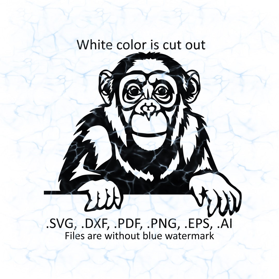 Chimpanzee Svg Vector, Monkey Peeking Logo, Pdf, Dxf, Ai, Eps, Png ...