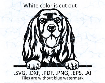 English Cocker Spaniel svg vector, English Cocker Spaniel peeking logo, pdf, dxf, ai, eps, png files