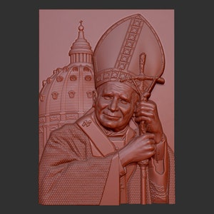 Papst Johannes Paul 2 Katholischer VATIKAN 3D-Reliefmodell, CNC-Fräser Engraver, CNC-Dateien
