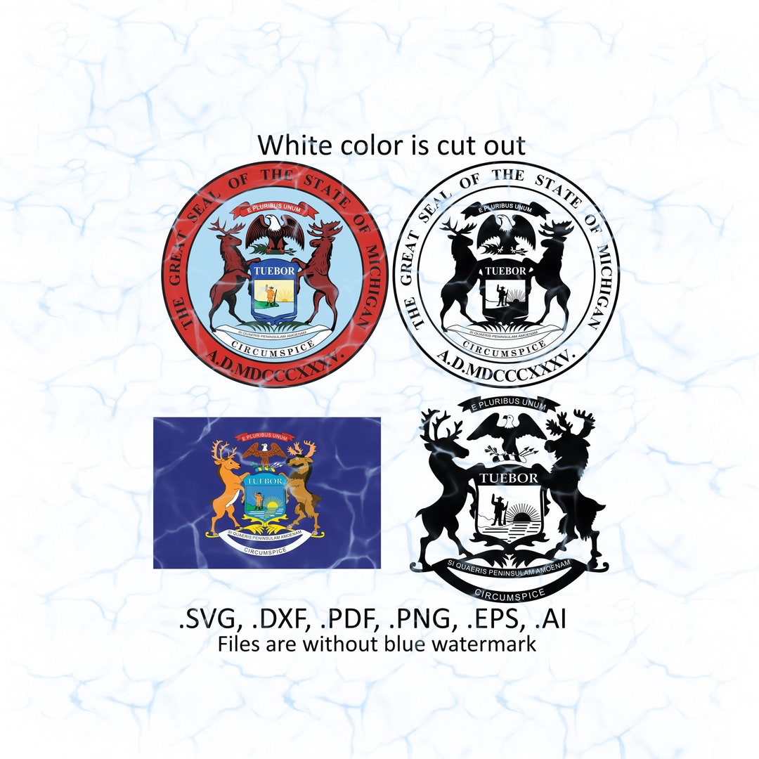 Michigan Seal and Flag Vector Svg Files, Pdf, Dxf, Ai, Eps, Png Files
