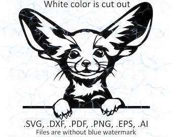 Fennec fox svg vector, Fennec fox peeking logo, pdf, dxf, ai, eps, png files