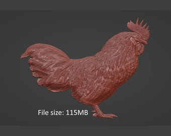 Elemento de relieve de modelo 3D STL de gallo, archivos CNC