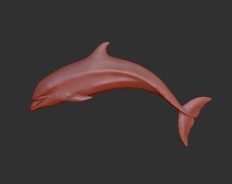 Delfin stl 3D-modell reliefelement, CNC-rutter gravör, CNC-filer