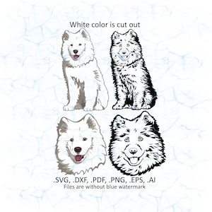 Samoyed dog vector svg files, dxf, pdf, ai, eps, png files