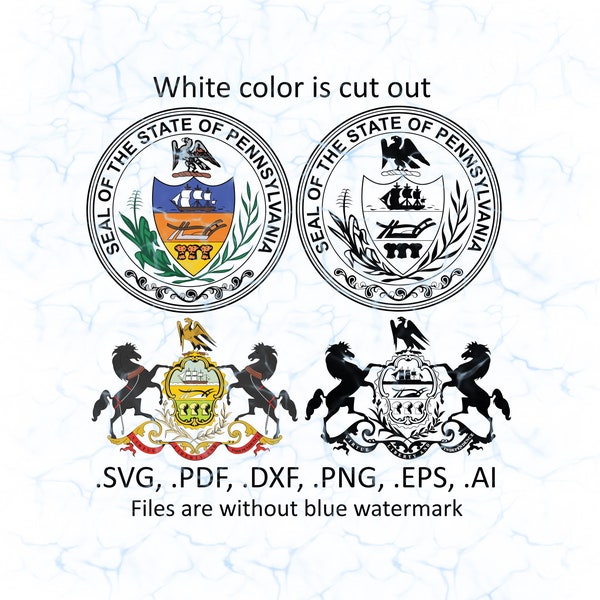 Pennsylvania seal and coat of arms vector svg files, pdf, dxf, ai, eps, png files, Pennsylvania logo