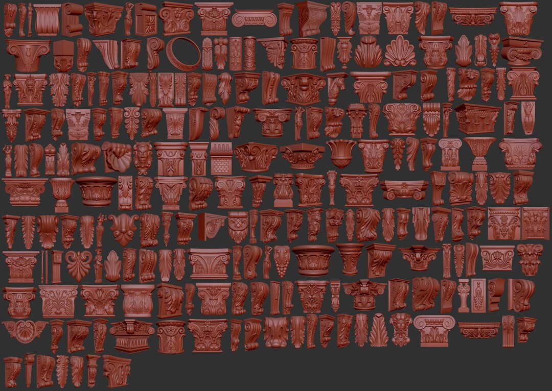 Consoles, Brackets, Capitals, Pillar Decoration 3d Stl Models Set, CNC