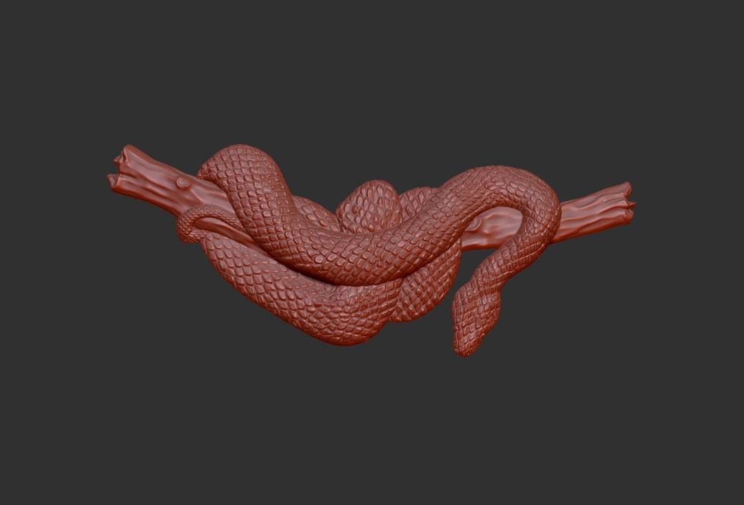 Python Snake on Branch Stl 3d Model Relief Element, CNC Router Engraver ...