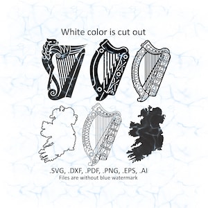 Ireland svg, Irish harp vector files, dxf, pdf, ai, eps, png