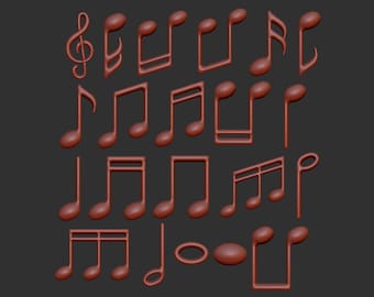 Clef and musical notes 3d stl models reliefs elements, CNC Router Engraver, CNC files