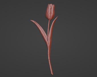 Tulp 3d .stl-model reliëfelement, CNC-bestanden