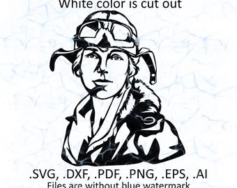 Amelia Earhart svg vector files, dxf, pdf, ai, eps, png