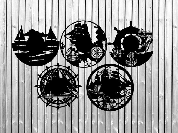 5 Nautical Clock Face Template Laser Cut Dxf Cdr Files | Etsy