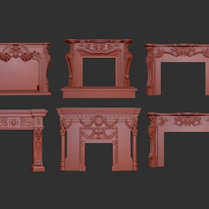 Decorative fireplaces 3d stl models set, CNC Router Engraver, Artcam, Aspire, CNC files