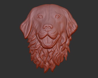 Golden Retriever 3d stl model relief element, CNC Router Engraver, CNC files