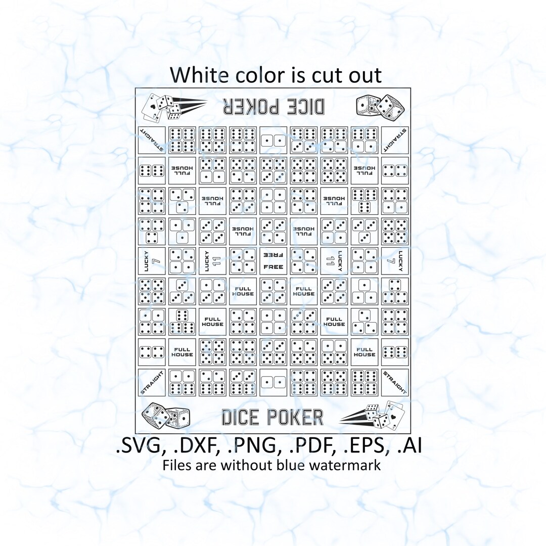 Dice Poker Board Game Svg Vector Pdf Dxf Ai Eps Png Files Etsy