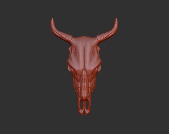 Cow skull 3d .stl model relief element, CNC files