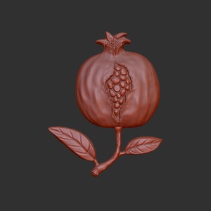 Pomegranate 3d .stl model relief element, CNC files