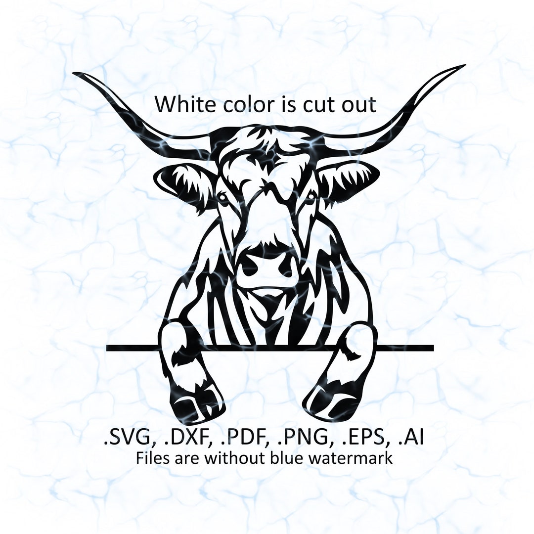 Texas Longhorn Svg Vector, Texas Longhorn Peeking Logo, Pdf, Dxf, Ai