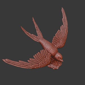 Swallow 3d print .stl model, sculpture, statuette