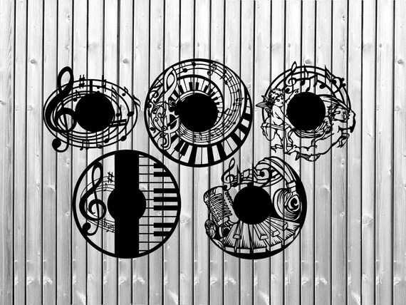 5 Musician Clock Face Template Laser Cut Dxf Cdr Files | Etsy