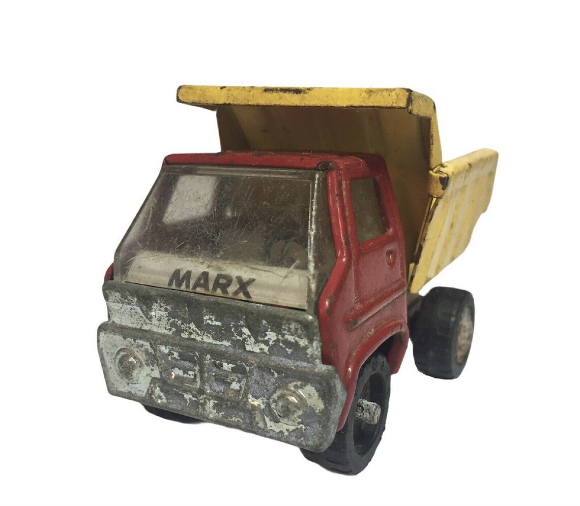 1960's Vintage Louis Marx Toy Dump Truck Red and Yellow Etsy