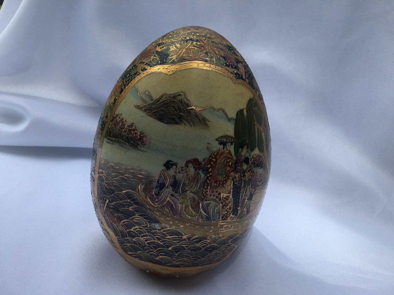 Vintage Satsuma Egg That is Asian Hand Painted and Trimmed in Etsy